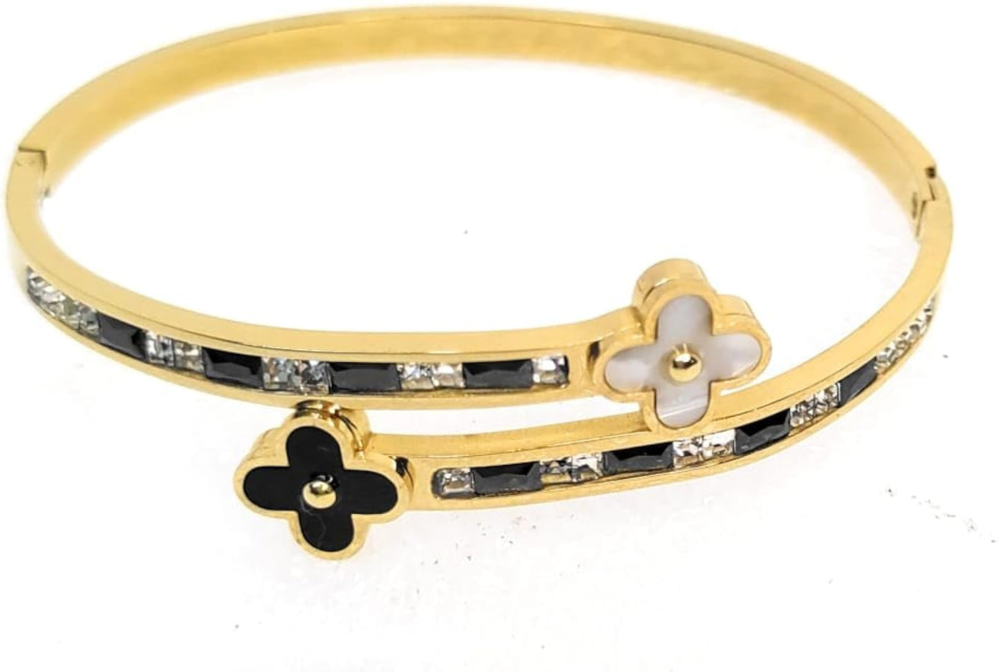 Black and White Flower Bangle