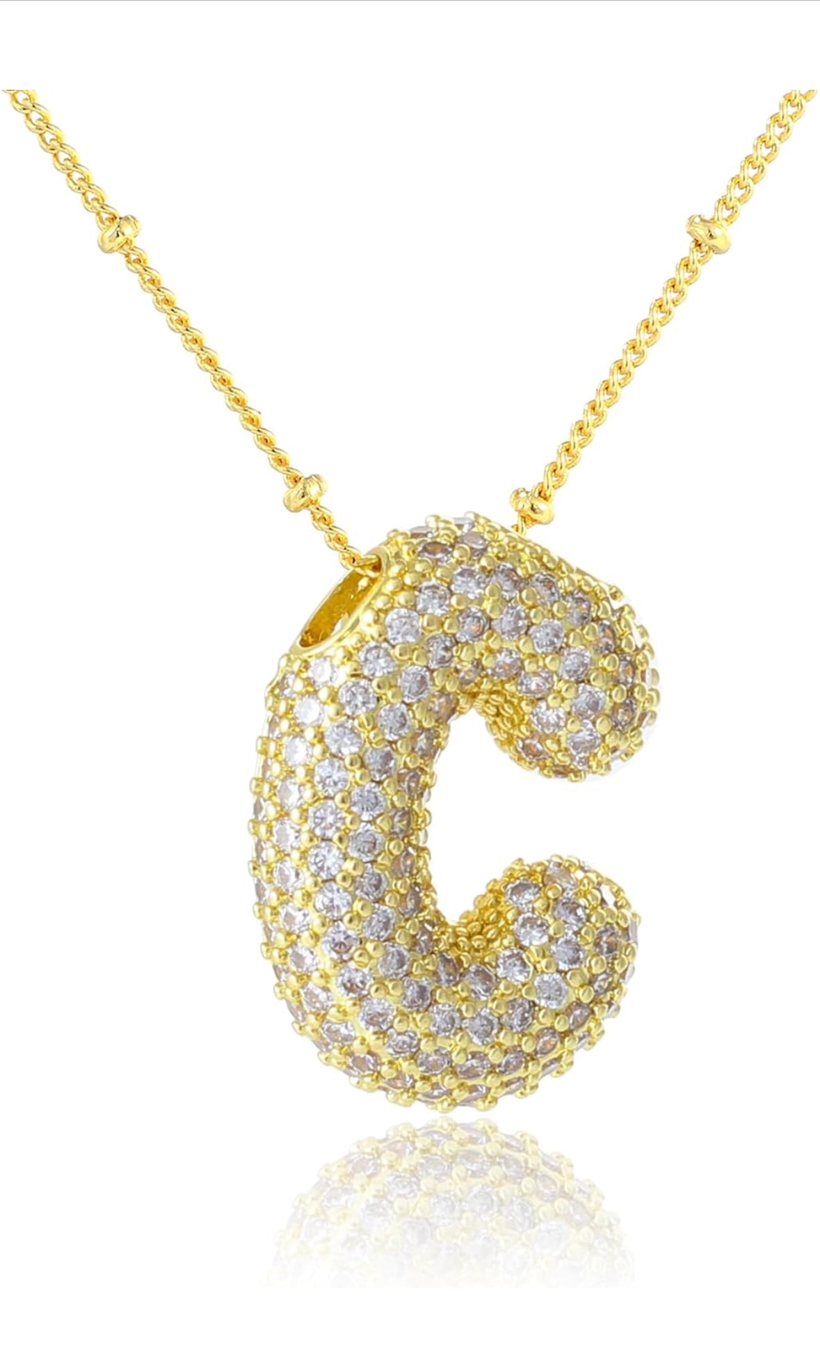 A-Z Rhinestone Bubble Alphabets Name Necklace
