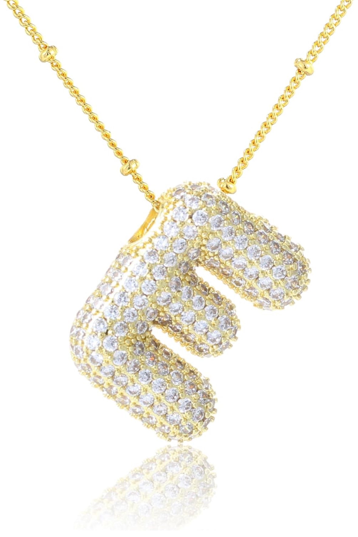 A-Z Rhinestone Bubble Alphabets Name Necklace