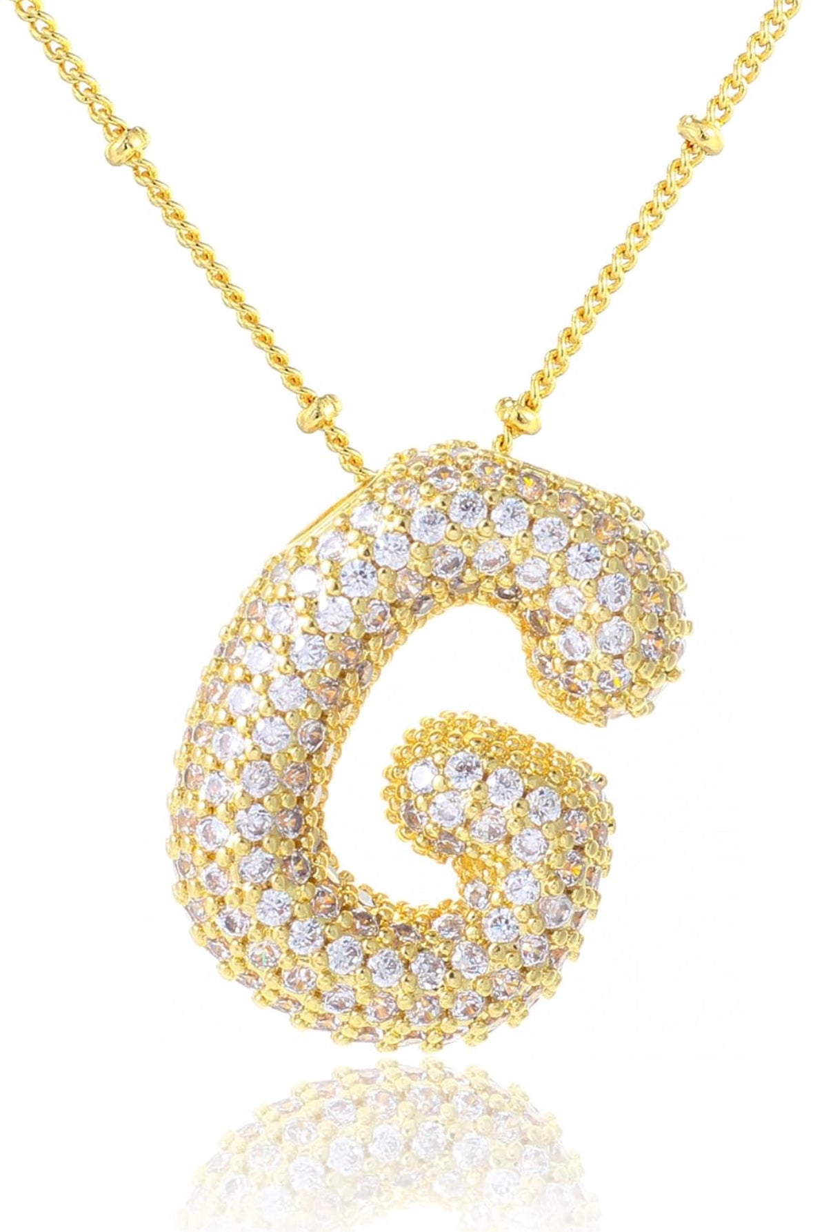 A-Z Rhinestone Bubble Alphabets Name Necklace