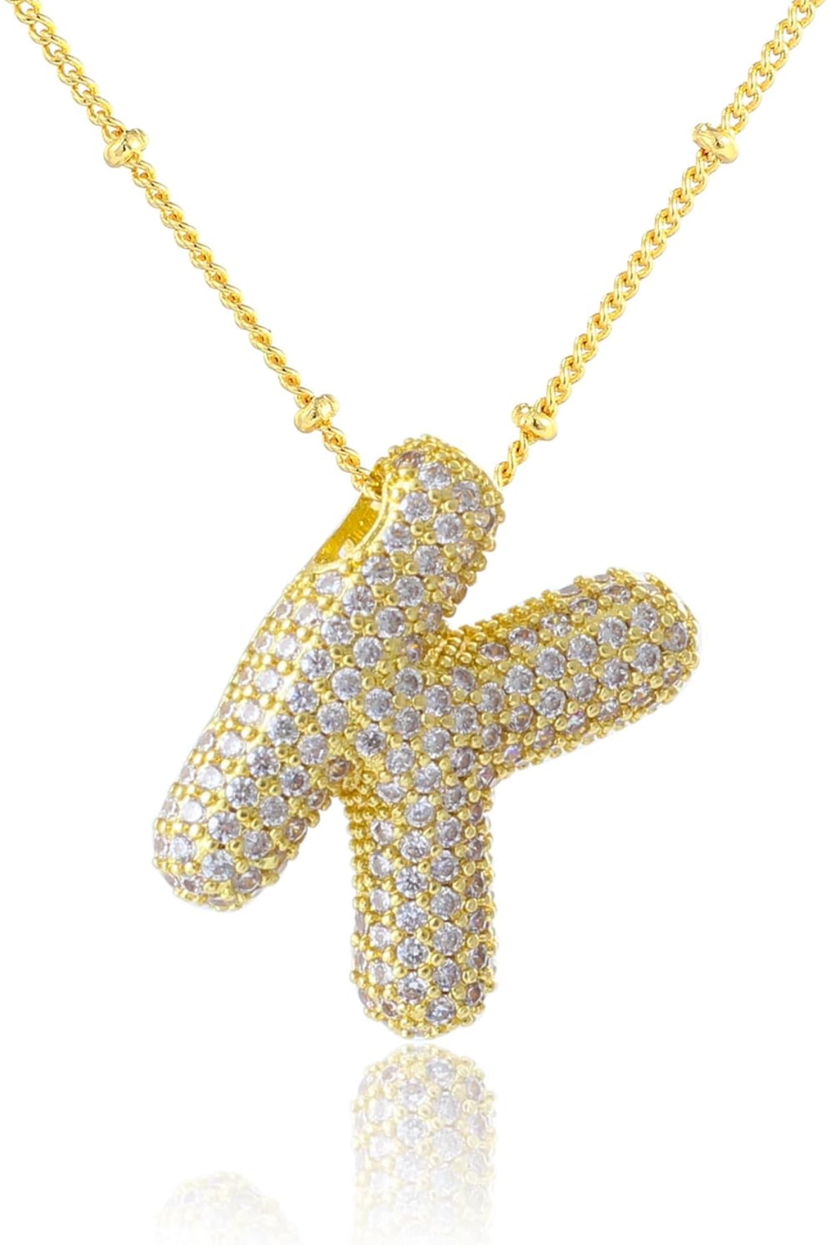 A-Z Rhinestone Bubble Alphabets Name Necklace