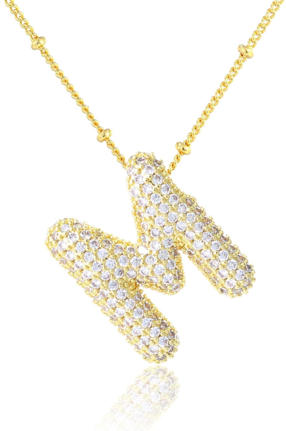 A-Z Rhinestone Bubble Alphabets Name Necklace