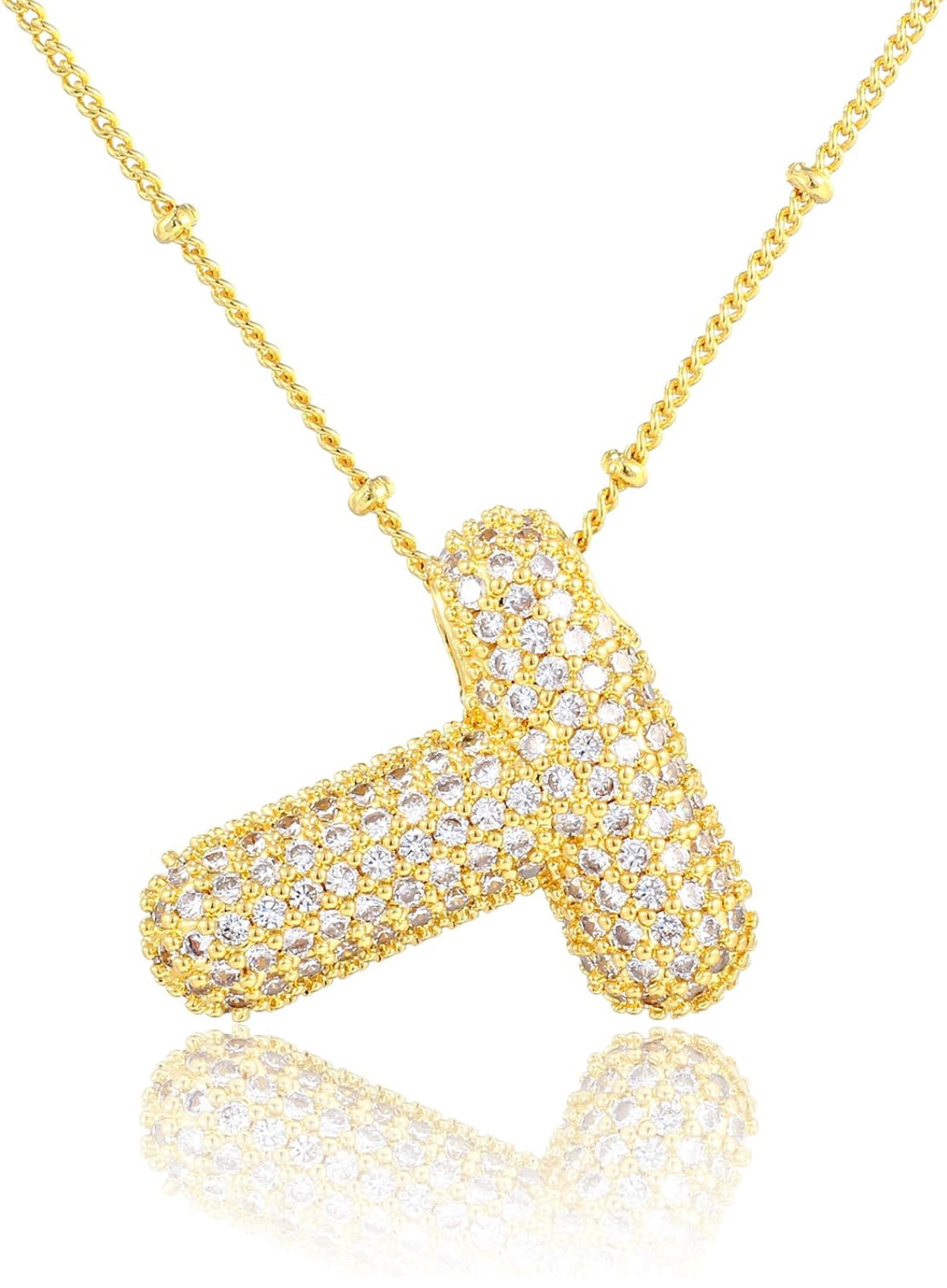 A-Z Rhinestone Bubble Alphabets Name Necklace
