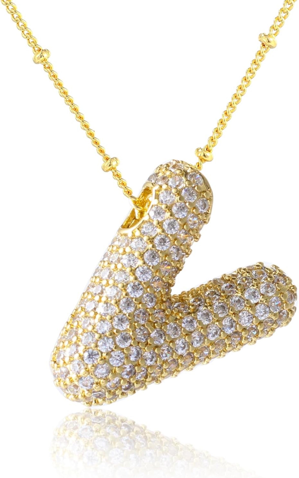 A-Z Rhinestone Bubble Alphabets Name Necklace