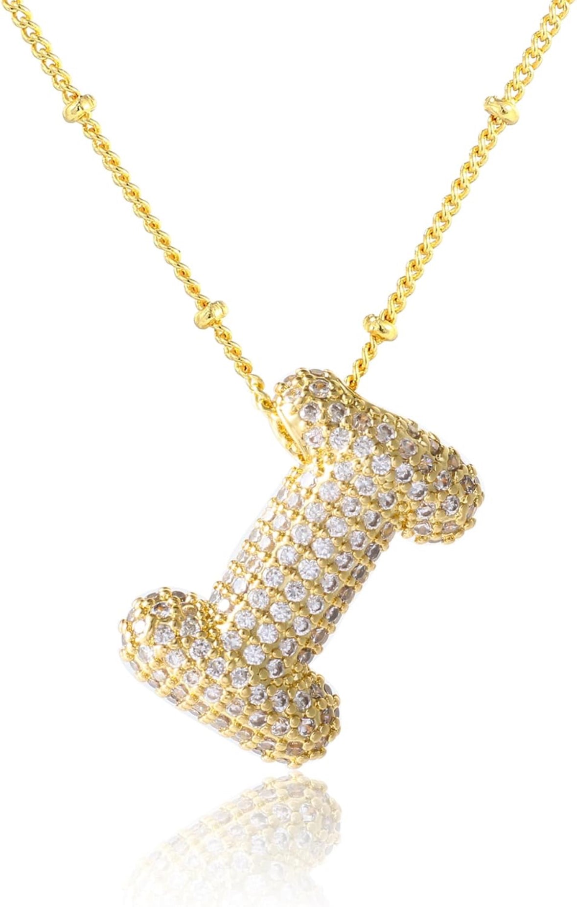 A-Z Rhinestone Bubble Alphabets Name Necklace