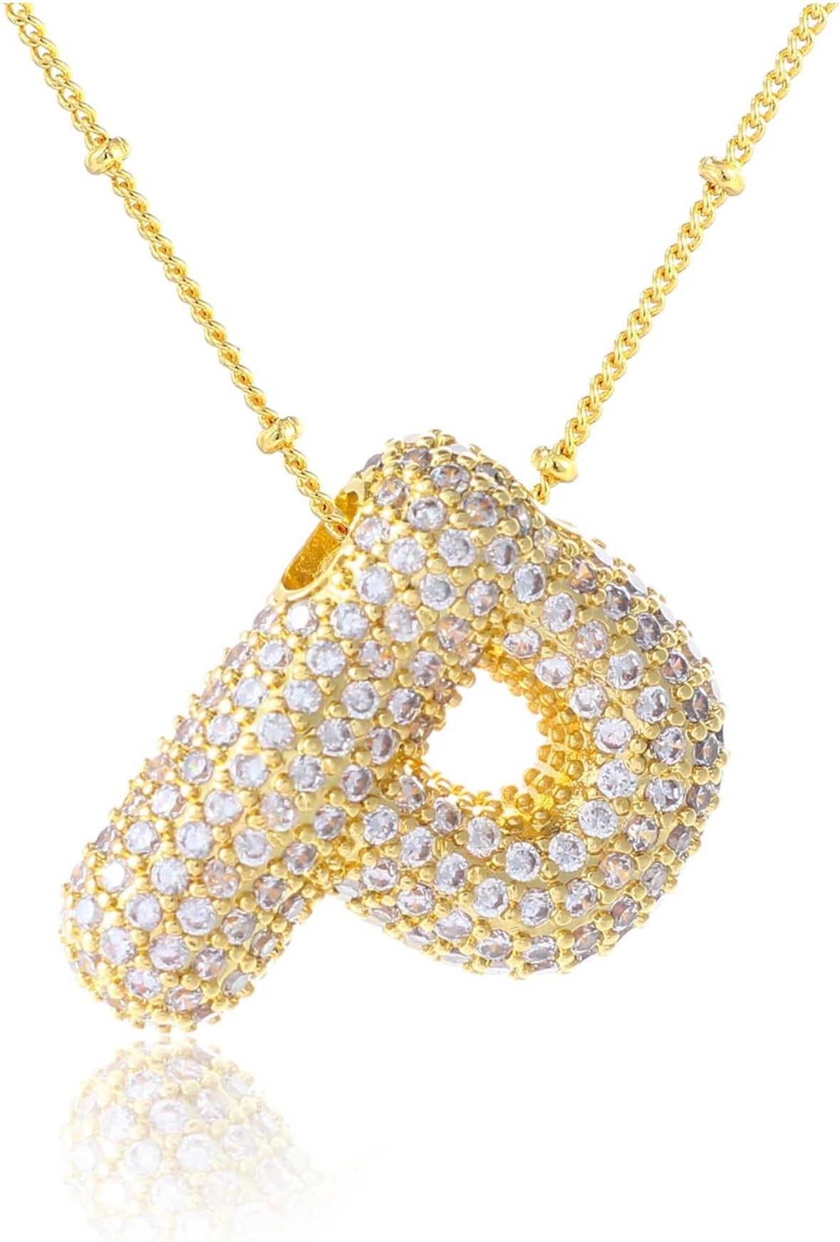 A-Z Rhinestone Bubble Alphabets Name Necklace