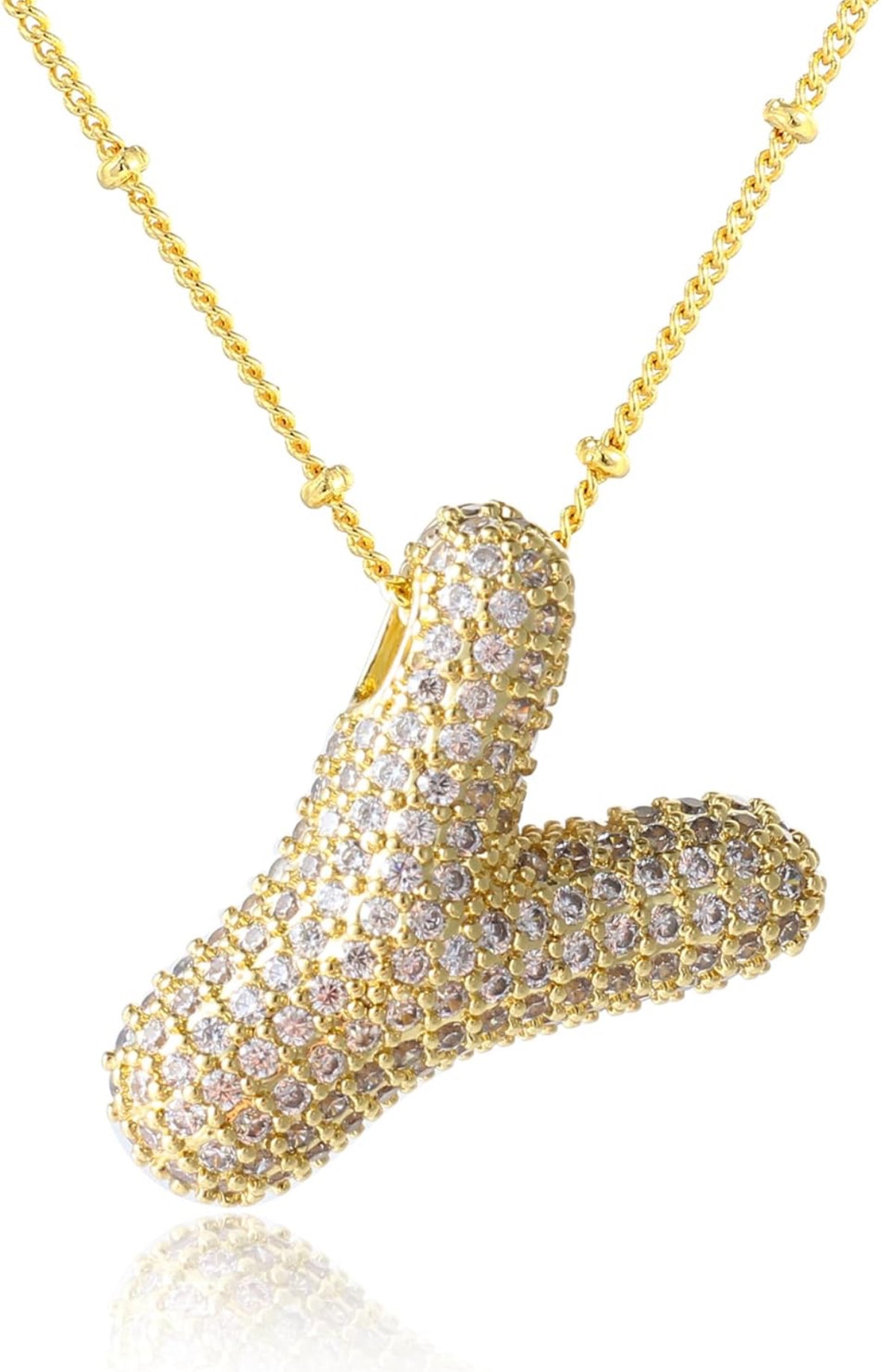 A-Z Rhinestone Bubble Alphabets Name Necklace