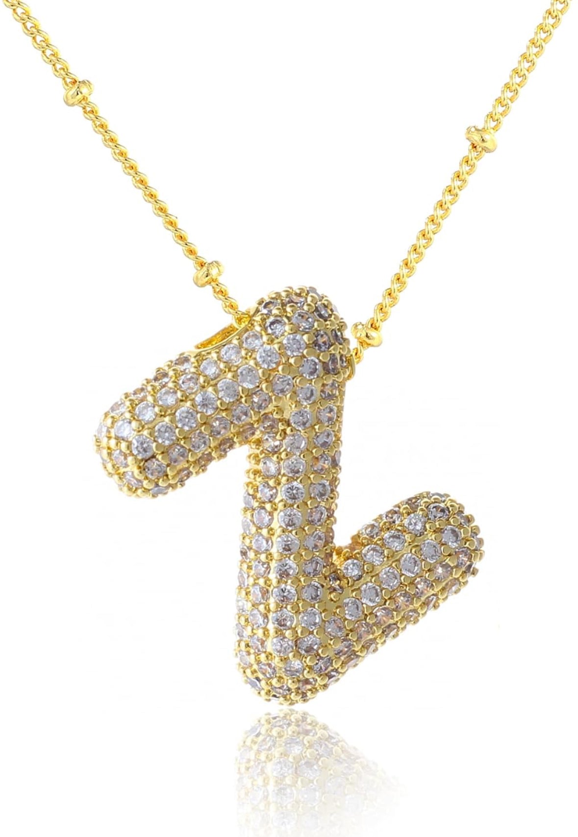A-Z Rhinestone Bubble Alphabets Name Necklace