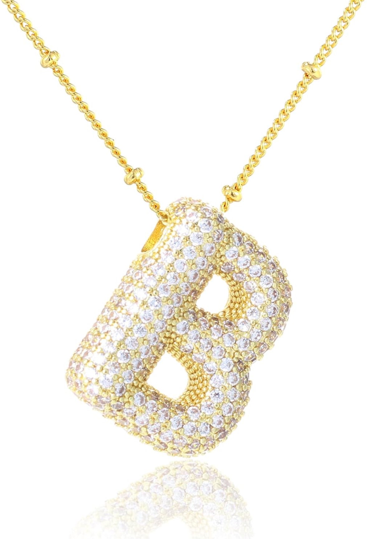 A-Z Rhinestone Bubble Alphabets Name Necklace