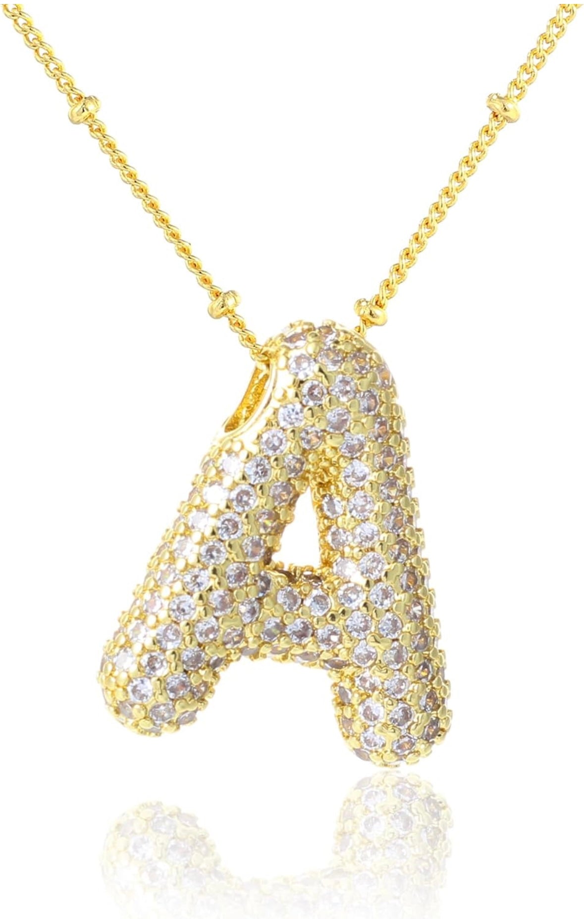 A-Z Rhinestone Bubble Alphabets Name Necklace