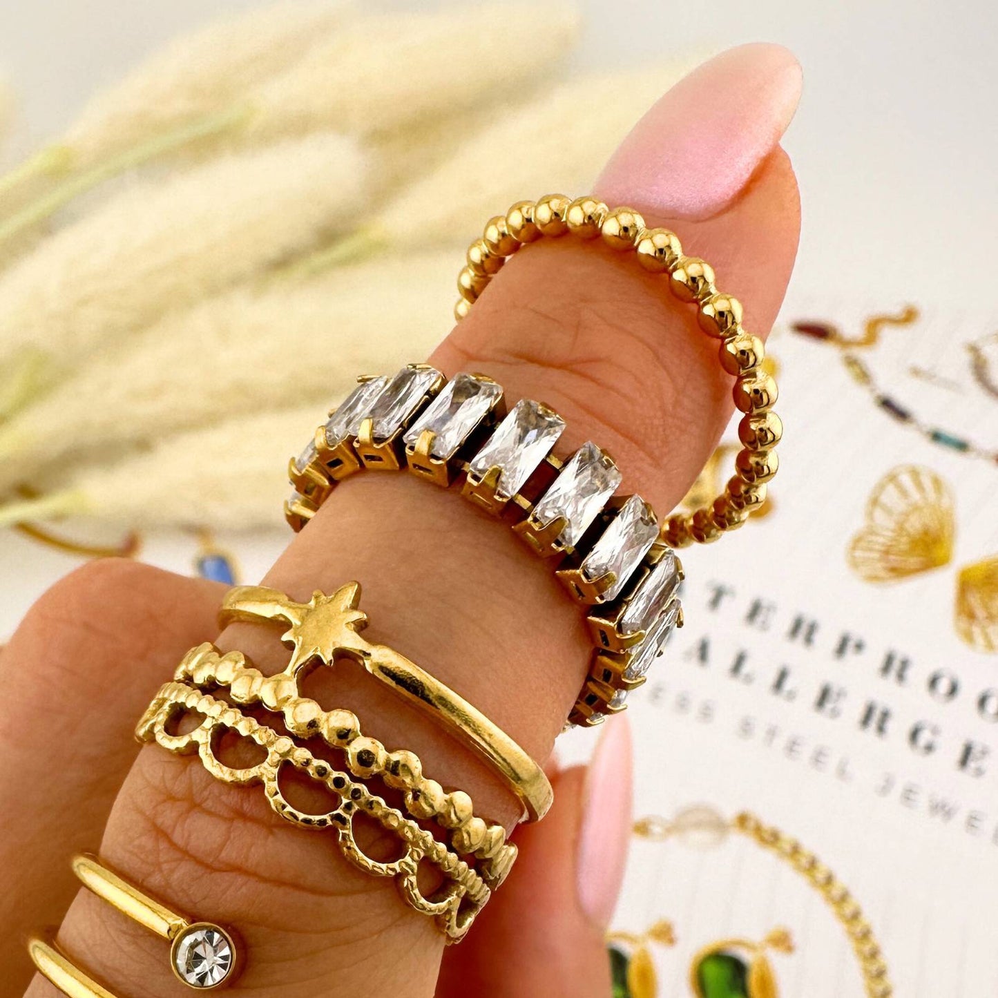 Ring, 18K Gold Plated Steel