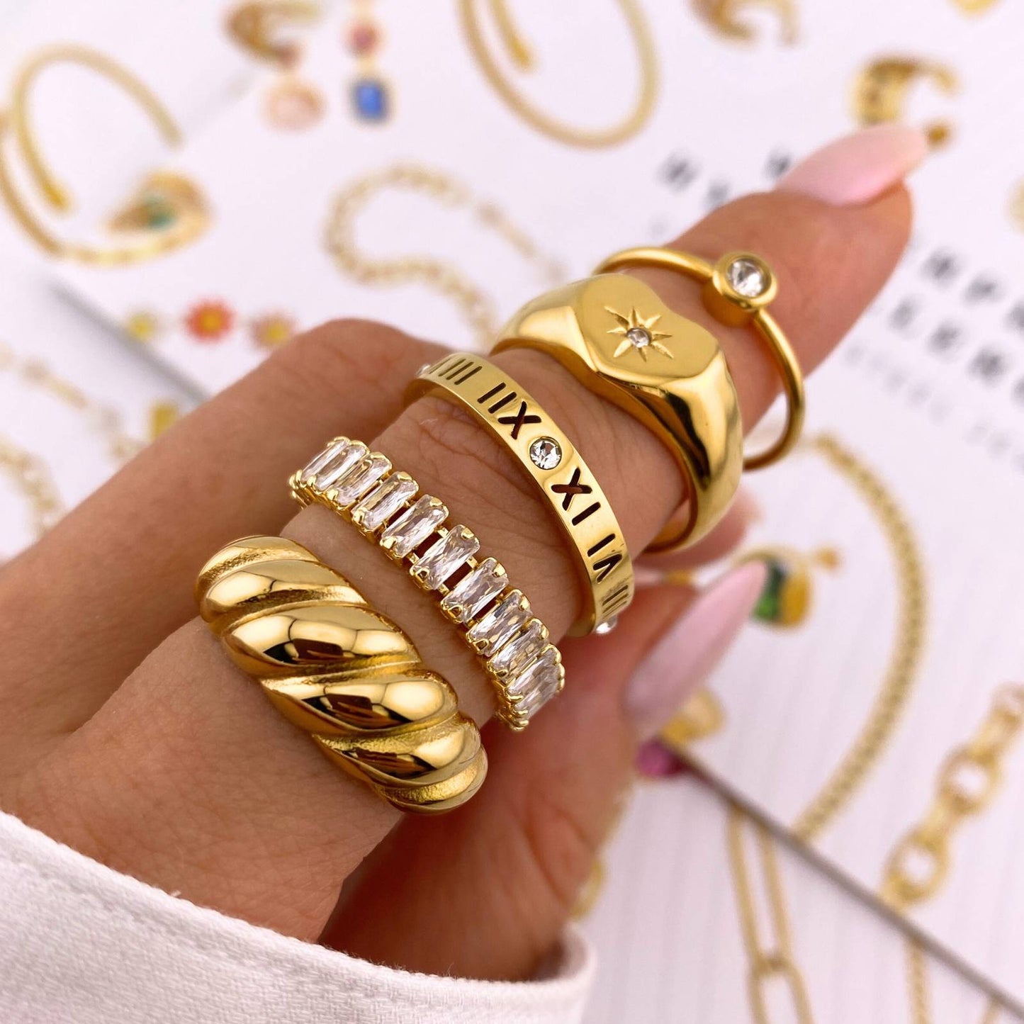 Ring, 18K Gold Plated Steel