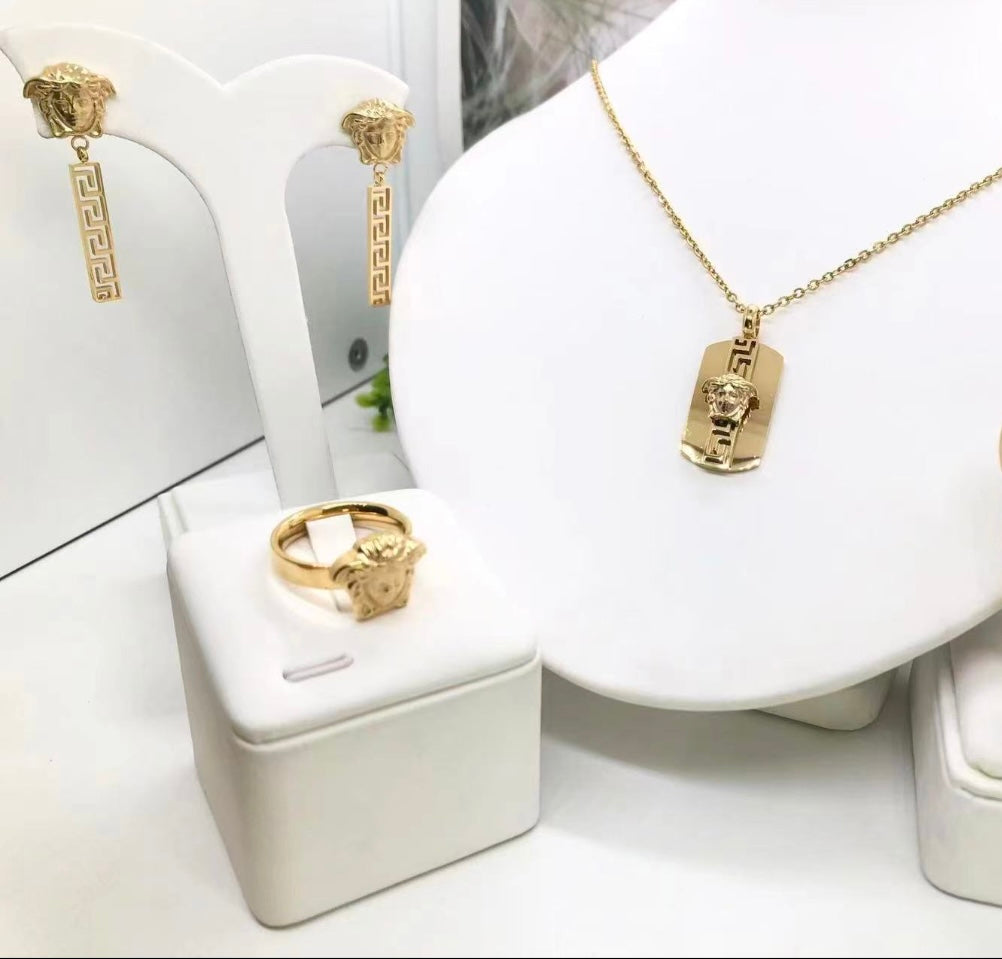 The V Necklace, Earring, and Ring set