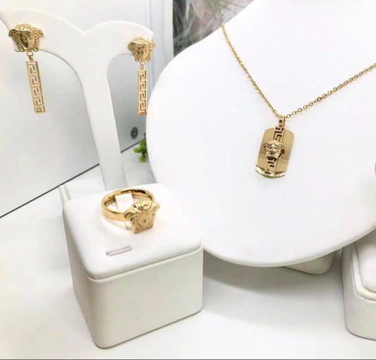 The V Necklace, Earring, and Ring set
