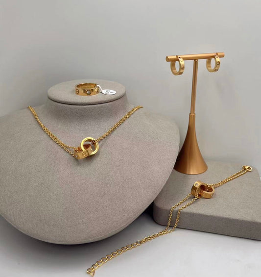 The Looped Necklace,Earings,Bracelet and Ring Set