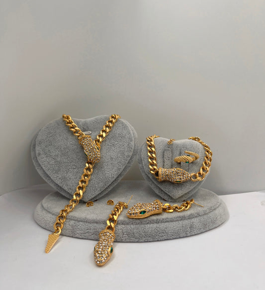 The Snake Necklace,Earings,Bracelet and Ring Set