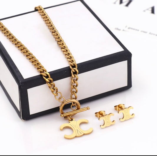 The C Necklace and Earings Set