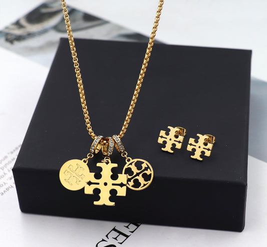Tri T Necklace and Earings Set