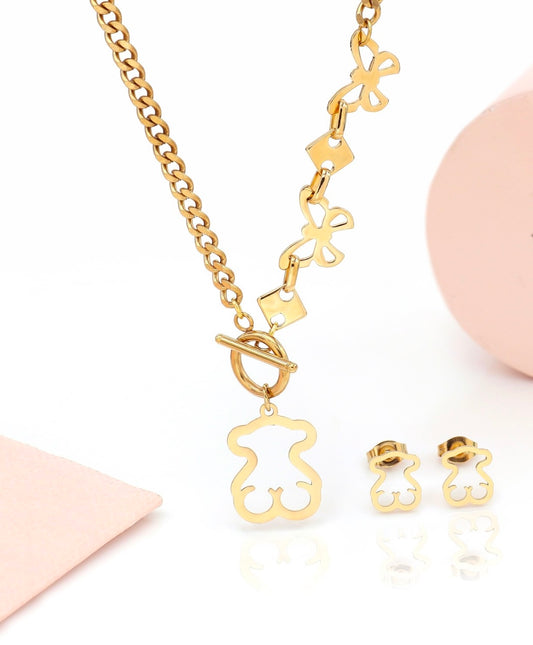 The Teddy Necklace and Earings Set