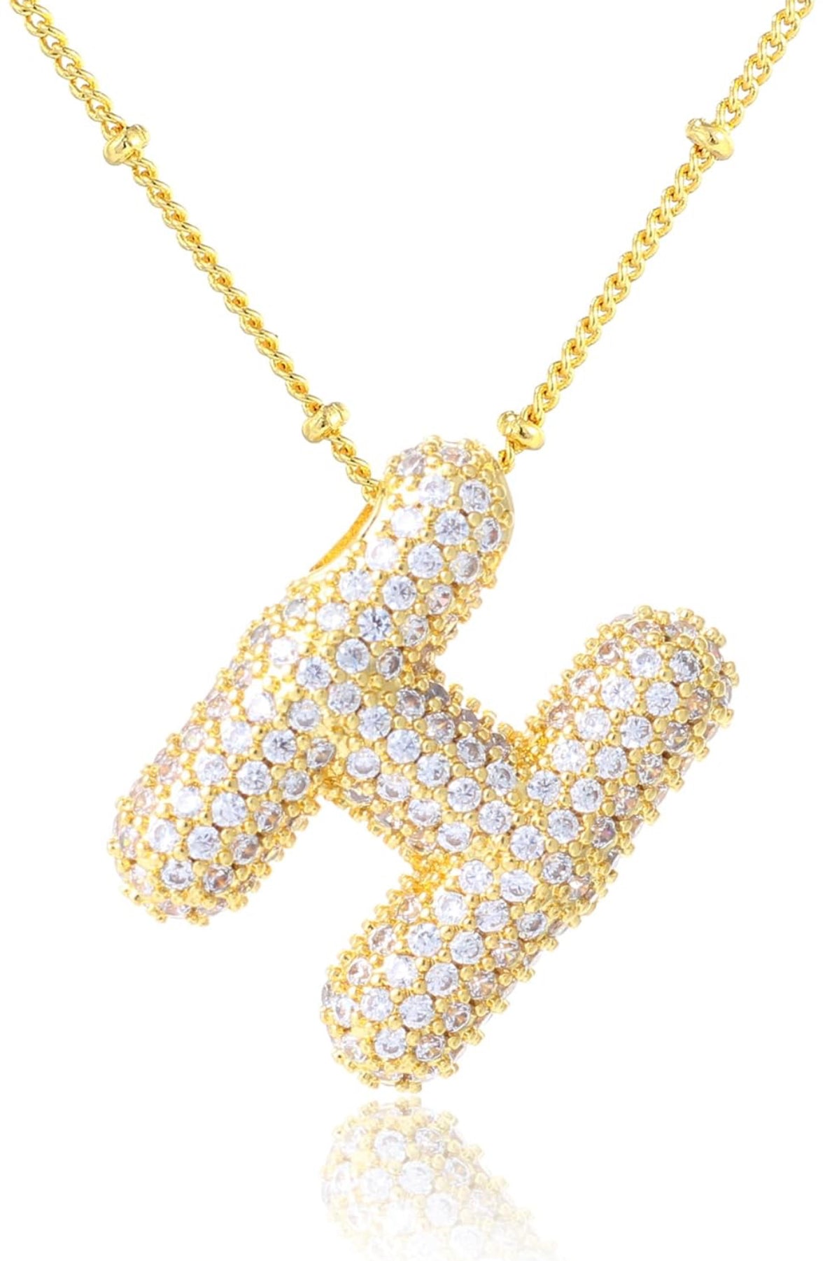 A-Z Rhinestone Bubble Alphabets Name Necklace