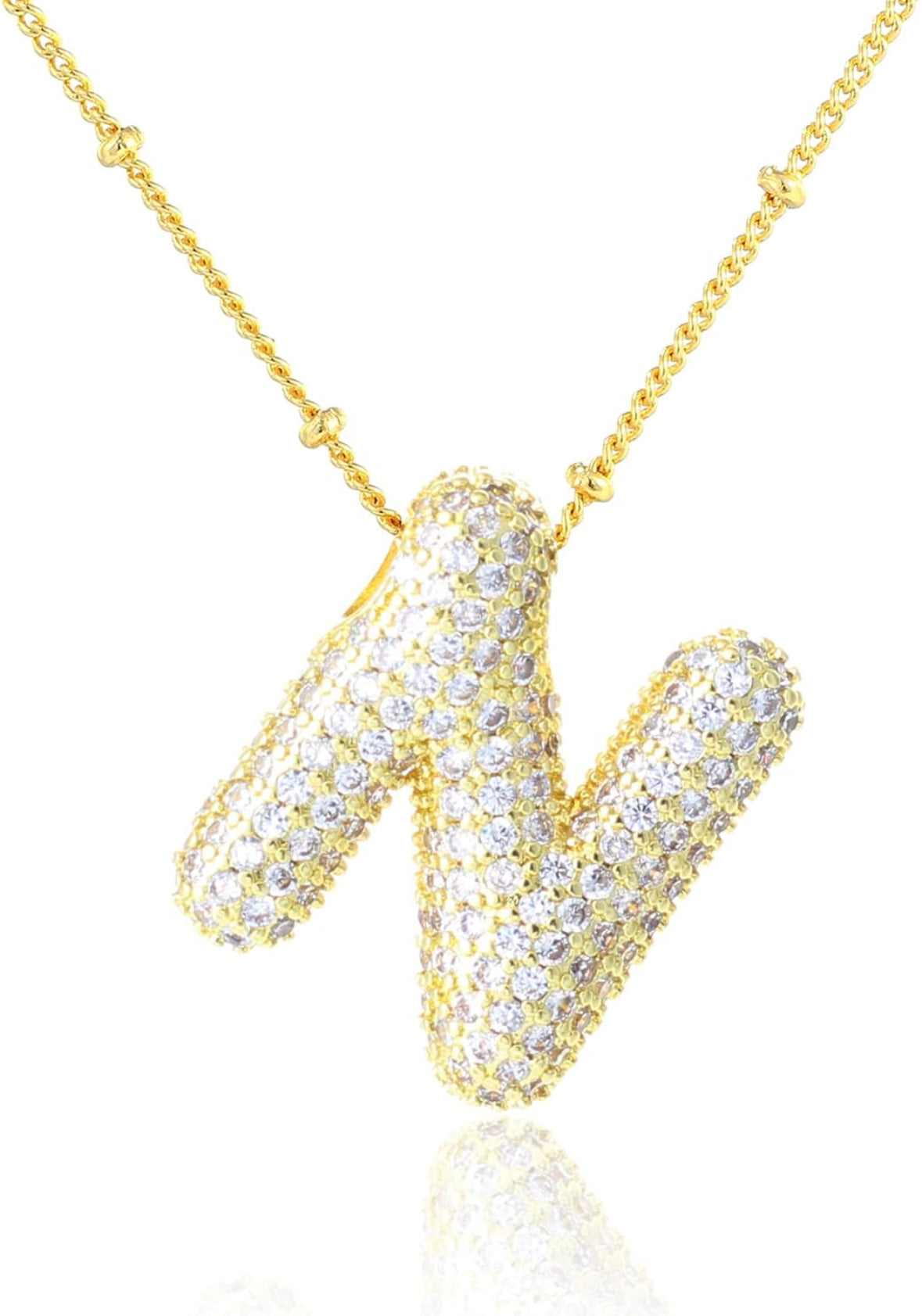 A-Z Rhinestone Bubble Alphabets Name Necklace