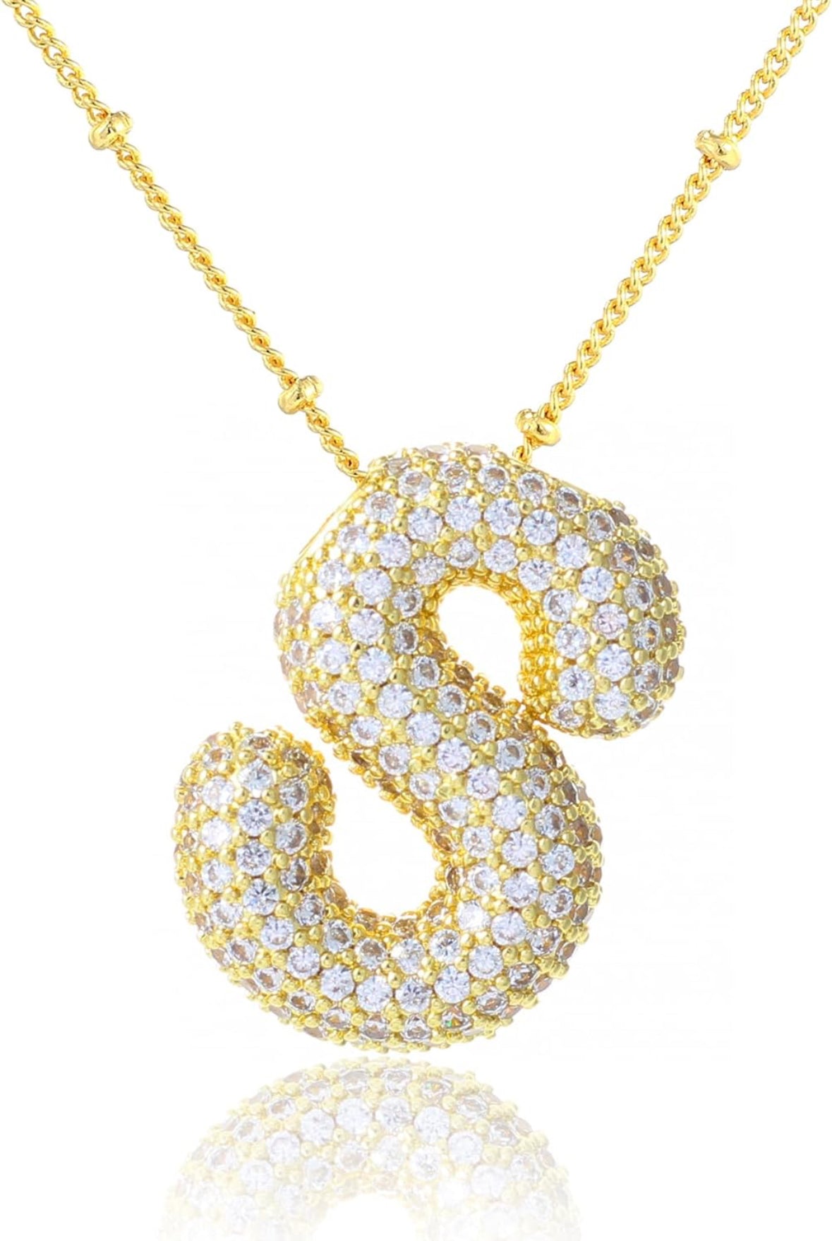 A-Z Rhinestone Bubble Alphabets Name Necklace