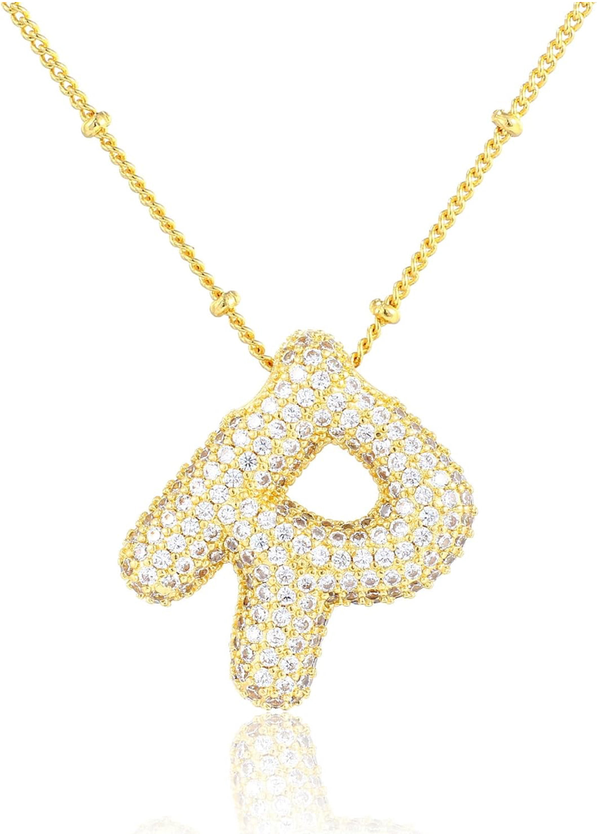 A-Z Rhinestone Bubble Alphabets Name Necklace