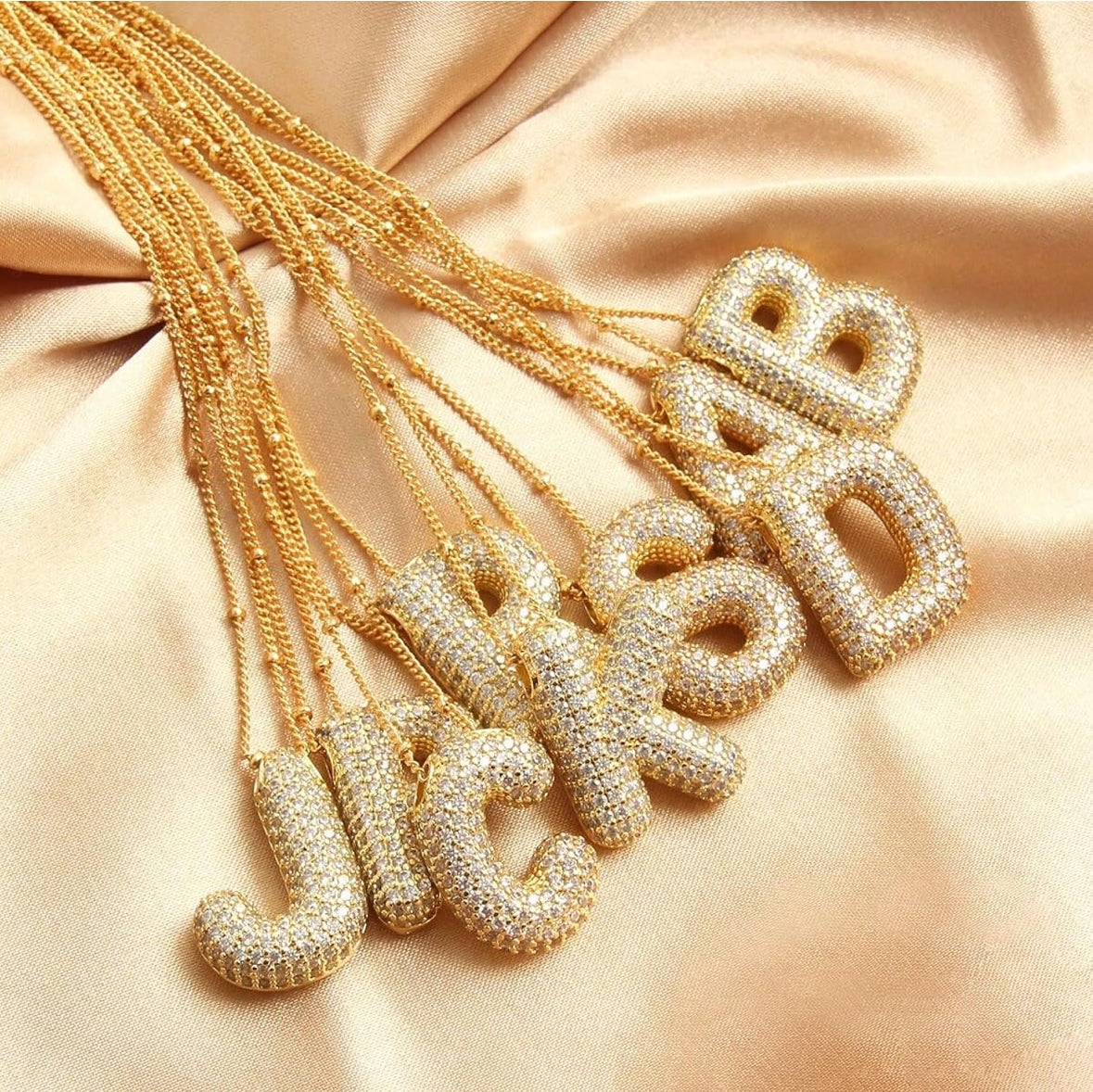 A-Z Rhinestone Bubble Alphabets Name Necklace