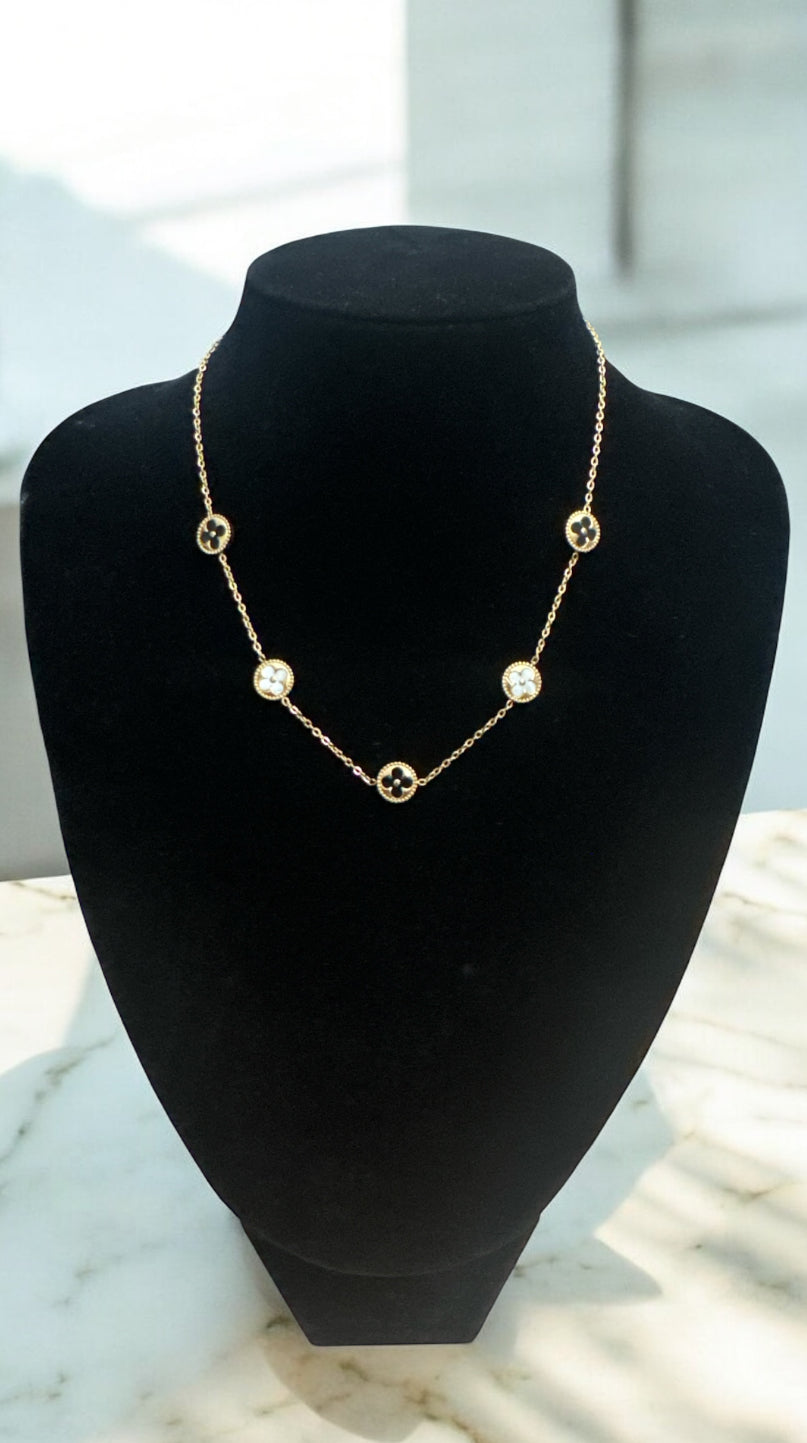 Black and White Flower Necklace #111